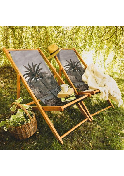 Renkli Manzara Tasarımlı Şezlong Fırınlanmış Gürgen Ağacı Süet Kumaş indirimleri