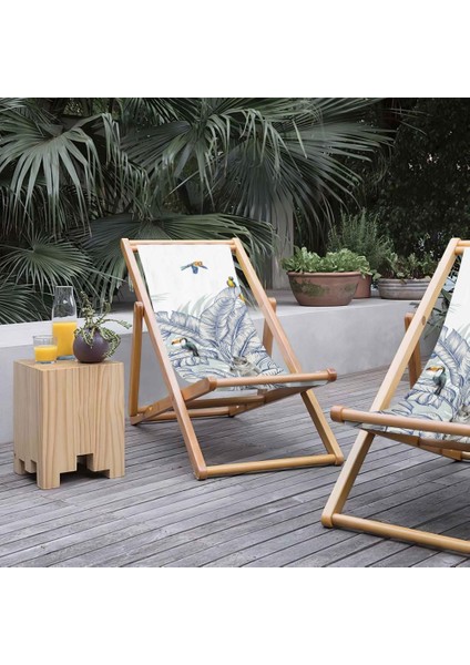 Renkli Kuş Detaylı Şezlong Fırınlanmış Gürgen Ağacı Süet Kumaş modelleri