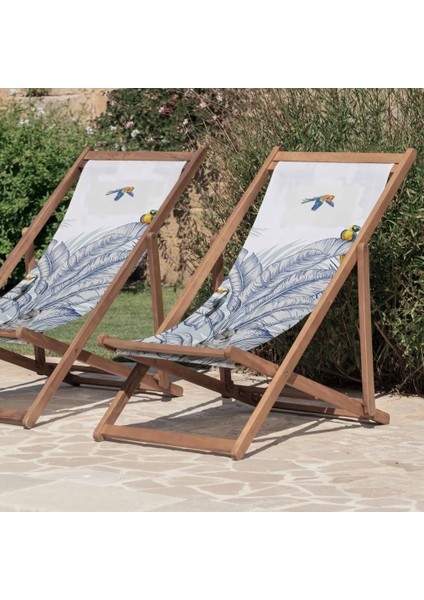 Renkli Kuş Detaylı Şezlong Fırınlanmış Gürgen Ağacı Süet Kumaş indirimleri