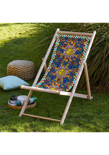 Renkli Katlanabilir Şezlong Fırınlanmış Gürgen Ağacı Süet Kumaş