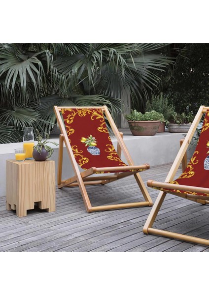 Red Lemon Katlanabilir Şezlong Fırınlanmış Gürgen Ağacı Süet Kumaş fırsatları