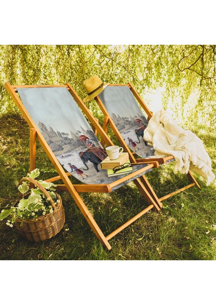 Otantik Manzara Tasarımlı Şezlong Fırınlanmış Gürgen Ağacı Süet Kumaş fırsatları