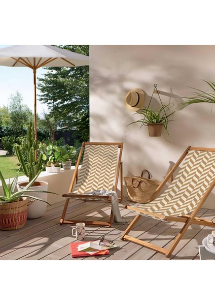 Geometrik Desen Katlanabilir Şezlong Fırınlanmış Gürgen Ağacı Süet Kumaş modelleri