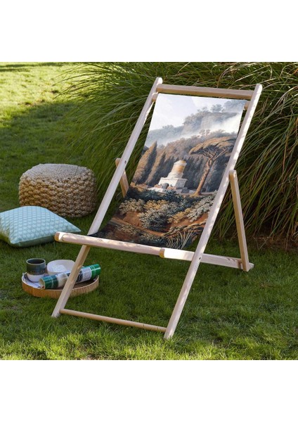 Yeşil Orman Manzaralı Şezlong Fırınlanmış Gürgen Ağacı Süet Kumaş