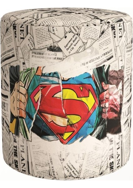 Superman Puf (Warner Bros Lisanslı Ürün, Süet Kumaş, Uluslararası Solmama Sertifikası)