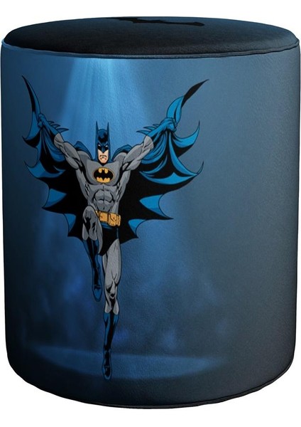 Navy Blue Batman Puf (Warner Bros Lisanslı Ürün, Süet Kumaş, Uluslararası Solmama Sertifikası)