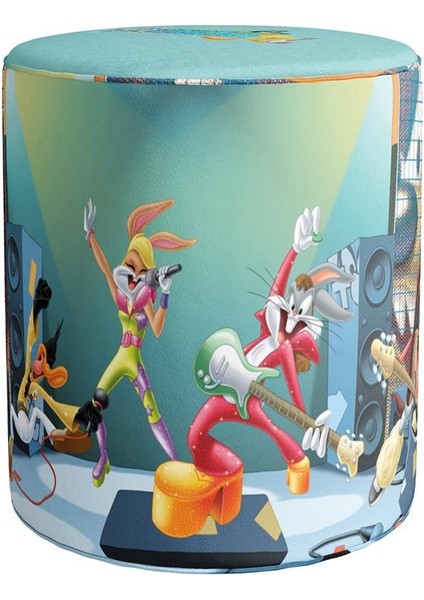 Looney Tunes Teams Singing Puf (Warner Bros Lisanslı, Süet Kumaş, Uluslararası Solmama Sertifikası)
