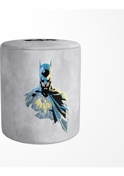 Grey Batman Puf (Warner Bros Lisanslı Ürün, Süet Kumaş, Uluslararası Solmama Sertifikası)