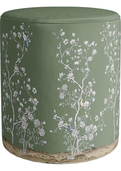 Yeşil Çiçek Tasarımlı Puf (Kumaşı Süettir. Uluslararası Solmama Sertifikasına Sahiptir.)