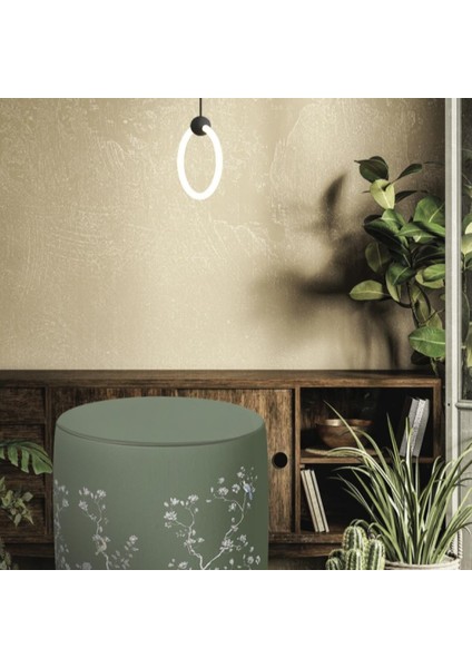 Yeşil Çiçek Tasarımlı Puf (Kumaşı Süettir. Uluslararası Solmama Sertifikasına Sahiptir.) fiyatları