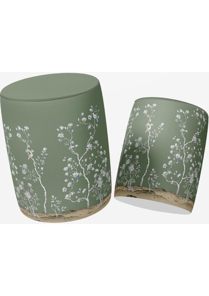 Yeşil Çiçek Tasarımlı Puf (Kumaşı Süettir. Uluslararası Solmama Sertifikasına Sahiptir.) modelleri