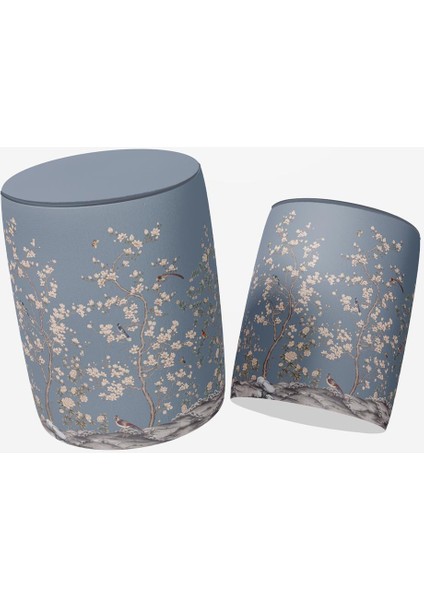 Mavi Çiçek Tasarımlı Puf (Kumaşı Süettir. Uluslararası Solmama Sertifikasına Sahiptir.) fiyatları