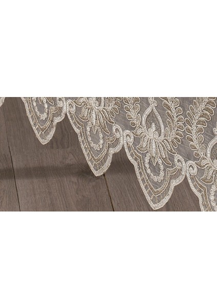 Cherie Dantelli Kadife Krem Masa Örtüsü Dikdörtgen 160X230 cm - 1174 modelleri