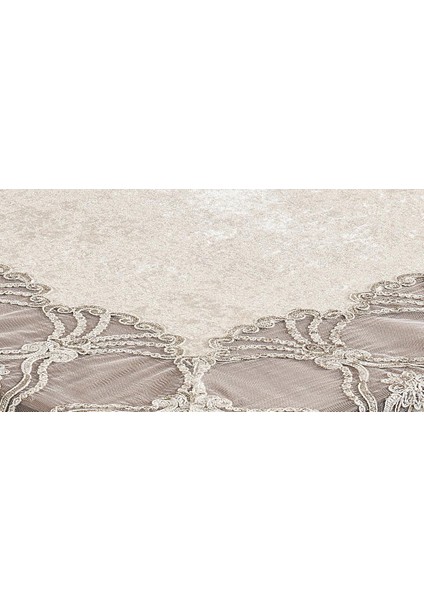 Cherie Dantelli Kadife Krem Masa Örtüsü Dikdörtgen 160X230 cm - 1174 indirimleri
