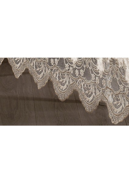 Karina Dantelli Kadife Krem Masa Örtüsü Dikdörtgen 160X230 cm - 1175 modelleri