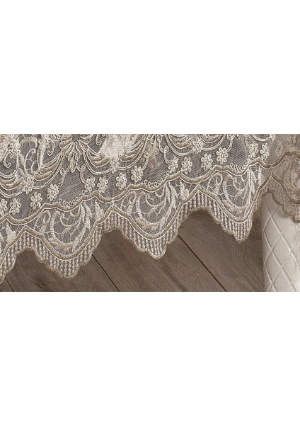 Karina Dantelli Kadife Krem Masa Örtüsü Dikdörtgen 160X230 cm - 1175 fırsatları