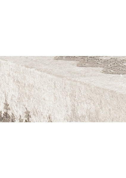Karina Dantelli Kadife Krem Masa Örtüsü Dikdörtgen 160X230 cm - 1175 indirimleri