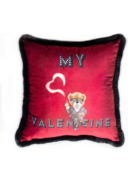 My Valentine Kadife Yastık/kırlent (Dolgu Boncuk Elyaf Uluslararası Yıkama ve Solmama Sertifikası)