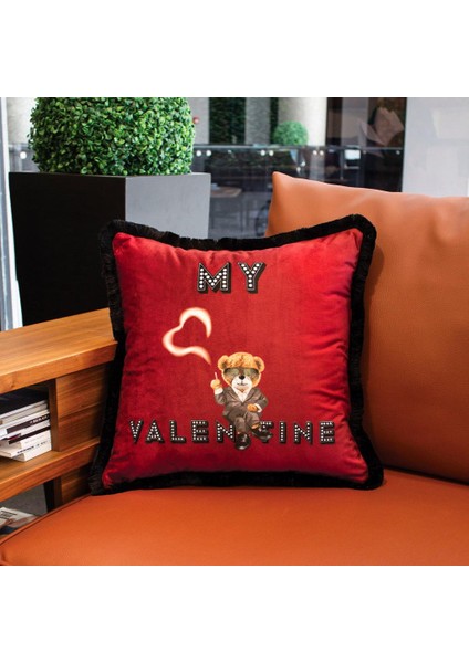 My Valentine Kadife Yastık/kırlent (Dolgu Boncuk Elyaf Uluslararası Yıkama ve Solmama Sertifikası) modelleri