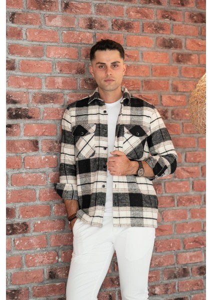 Oversize Ekoseli Çift Cep Erkek Kalın Oduncu Gömlek fiyatları