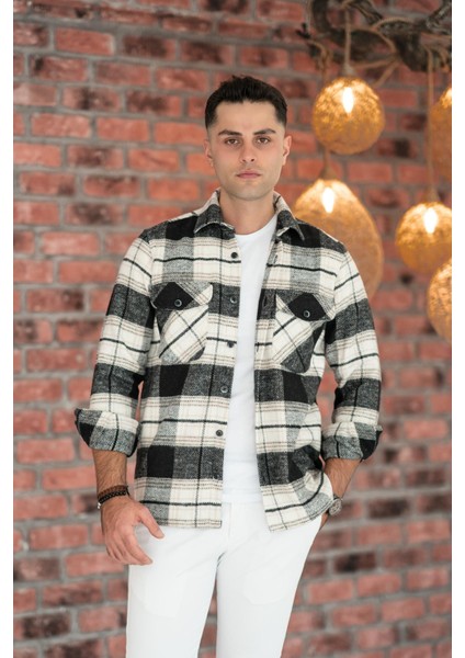 Oversize Ekoseli Çift Cep Erkek Kalın Oduncu Gömlek fırsatları