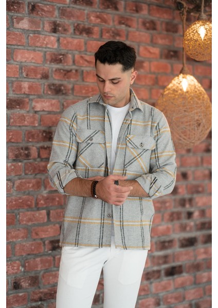 Oversize Ekoseli Çift Cep Erkek Oduncu Gömlek fiyatları