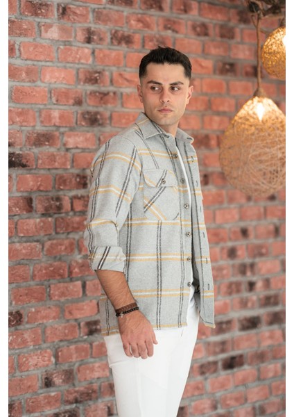 Oversize Ekoseli Çift Cep Erkek Oduncu Gömlek modelleri