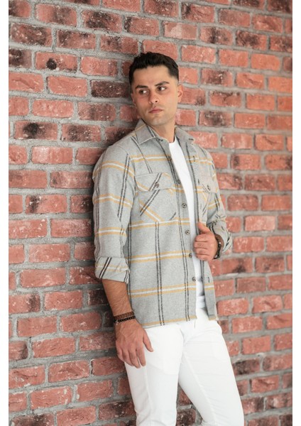 Oversize Ekoseli Çift Cep Erkek Oduncu Gömlek fırsatları