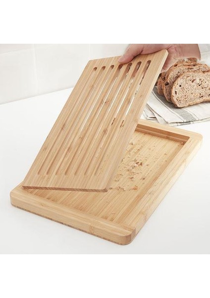 Bambu Kesme Tahtası 37X24 cm Meridyendukkan Tepsili-Sunumluk Kesme Tahtası