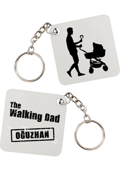 Babalar Günü Hediyesi - Walking Dad Isim Baskılı Anahtarlık
