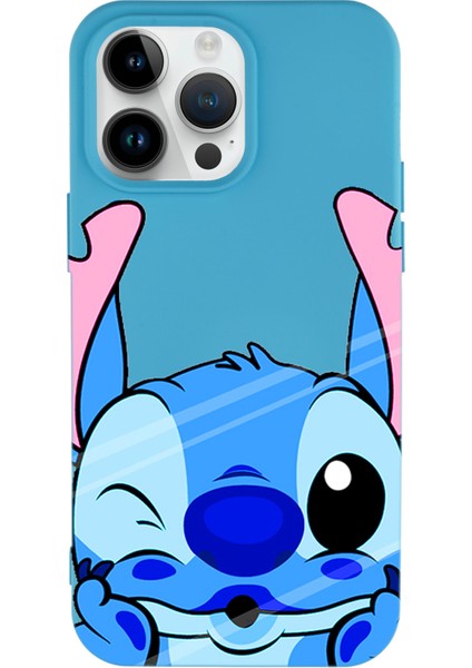 iPhone 14 Pro Uyumlu Stitch Desenli Premium Silikonlu Lansman Telefon Kılıfı
