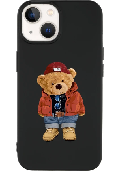 iPhone 14 Plus Uyumlu Teddy Bear Desenli Premium Silikonlu Lansman Telefon Kılıfı