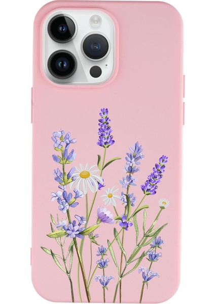 iPhone 14 Pro Max Uyumlu Lavender Desenli Premium Silikonlu Lansman Telefon Kılıfı
