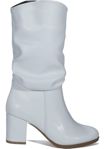 Kadın Beyaz Topuklu Çizme
