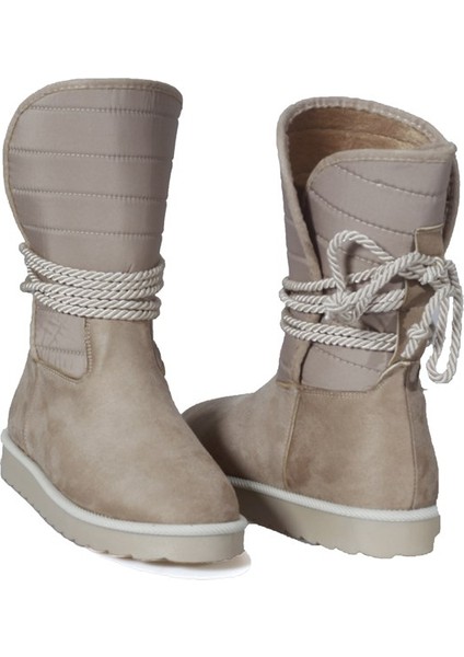Süet Vizon Ip Detaylı Kadın Yarım Çizme modelleri
