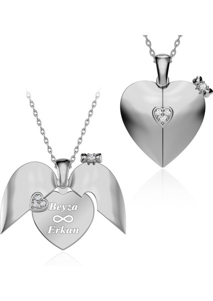 Kalbimin Sahibi İsimli Beyaz Gümüş Kolye modelleri