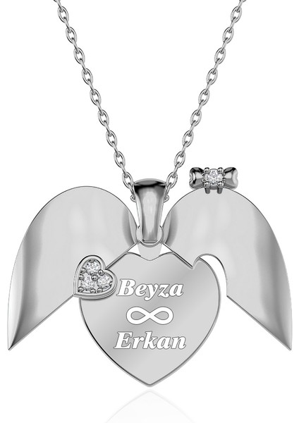 Kalbimin Sahibi İsimli Beyaz Gümüş Kolye fırsatları