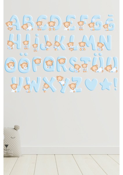 Sevimli Ayıcıklar Temalı Harfler Çocuk Odası Duvar Sticker