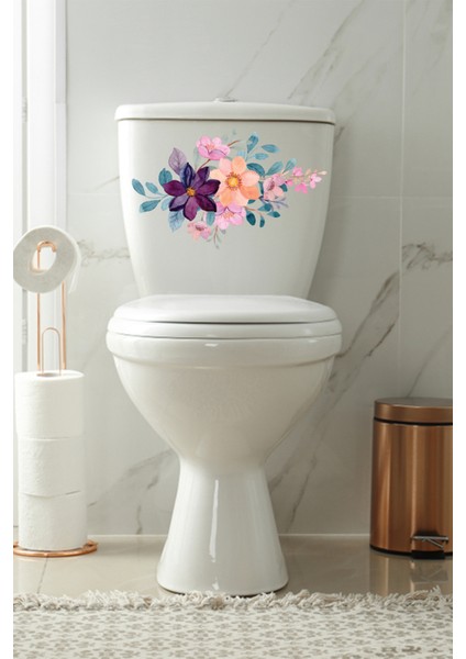 Echo Home Klozet Sticker Sulu Boya Çiçekler Banyo Tuvalet Dekoratif Sticker