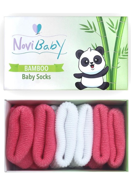 3'lü Bambu Yenidoğan Bebek Çorabı I White Candy I 0-6 Ay