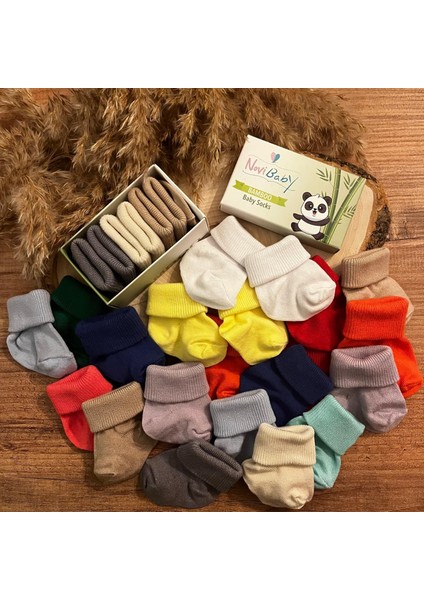 3'lü Bambu Yenidoğan Bebek Çorabı I Winter Mix I 0-6 Ay