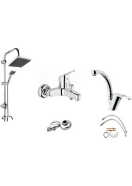 Lüx Robot Duş Banyo Bataryası Lavabo Bataryası Musluğu Çeşmesi 3'lü Set