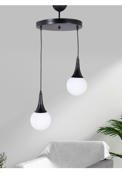 Damla 2'li Siyah Avize