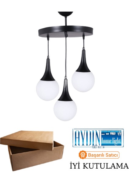 Damla 3'lü Siyah Avize modelleri