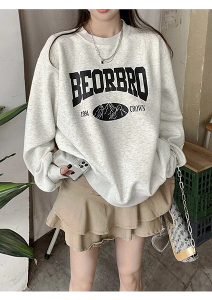 Kadın Beorbro Baskılı Oversize Sweatshirt