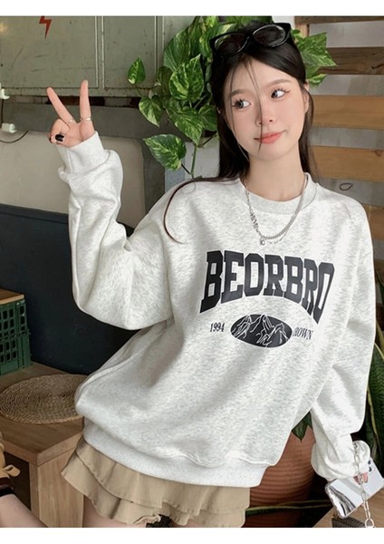 Kadın Beorbro Baskılı Oversize Sweatshirt