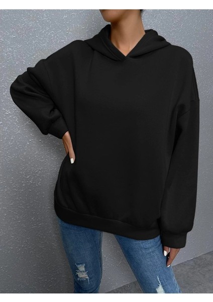 Kadın Ters Düz Nothing Baskılı Oversize Sweatshirt fiyatları