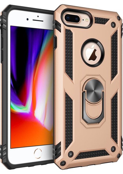 Iphone 7 Plus Kılıf Sofya Yüzüklü Silikon Kapak - Gold 300099