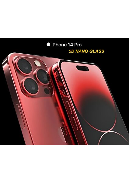 Apple iPhone 14 Pro Tam Kaplayan 5d Nano Glass Ekran Koruyucu Kırılmaz Cam  (Kenarlıklı)