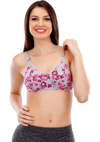 Gri Çok Renkli Penye Sütyen